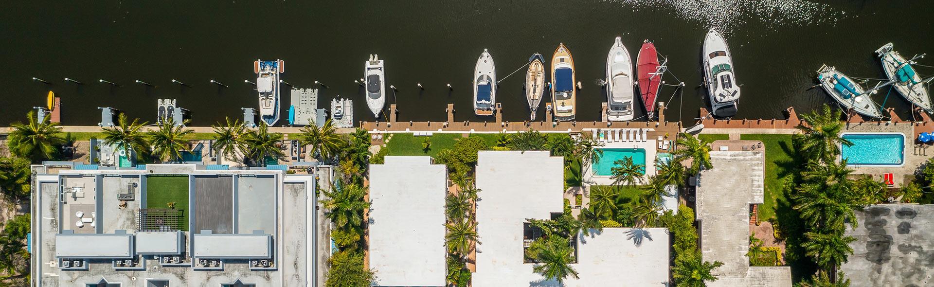 Overhead of view of re-roofing projects that were completed by licensed structural engineers in Miami Beach